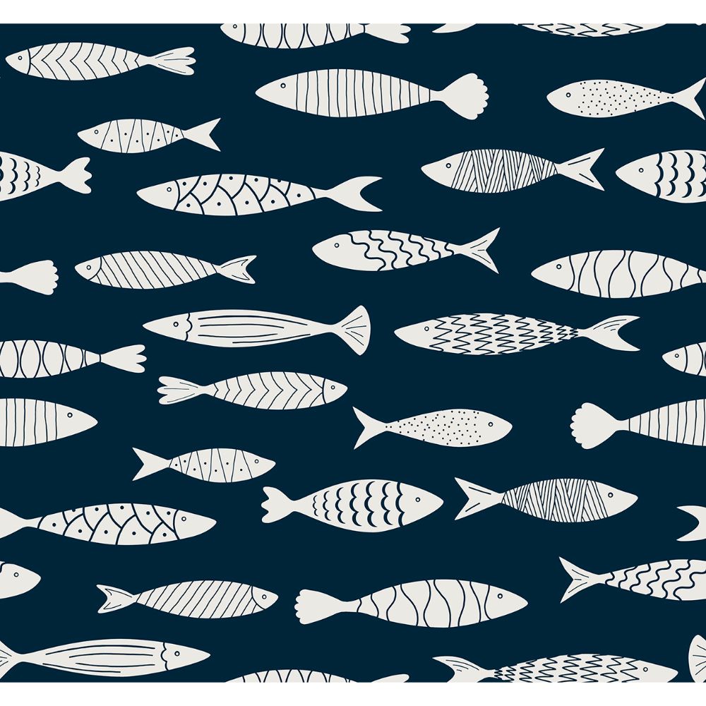 Seabrook Wallpaper SC21512 Bay Fish Wallpaper in Deep Seas