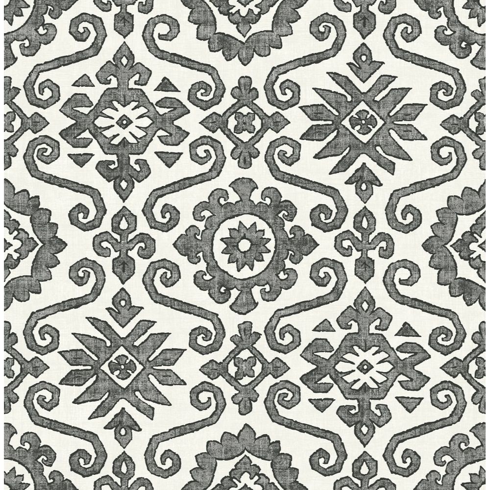 Stacy Garcia Home by Seabrook Wallpaper SG10800 Augustine in Charcoal & Linen