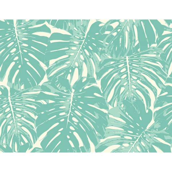 Seabrook Wallpaper TA20014 Leaves/Leaf, Tropical Wallpaper in Blue, White