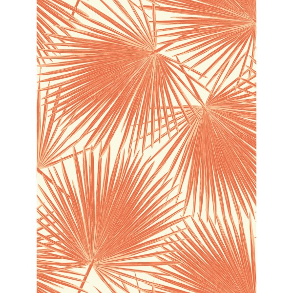 Seabrook Wallpaper TA20206 Leaves/Leaf, Tropical Wallpaper in Orange/Rust, White