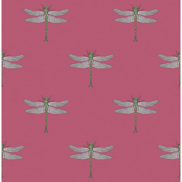 Seabrook Wallpaper TA20301 Dragonfly, Insects Wallpaper in Black, Green, Metallic, Pink