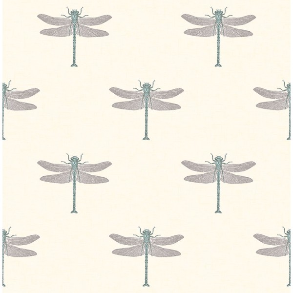 Seabrook Wallpaper TA20302 Dragonfly, Insects Wallpaper in Black, Blue, Metallic, White