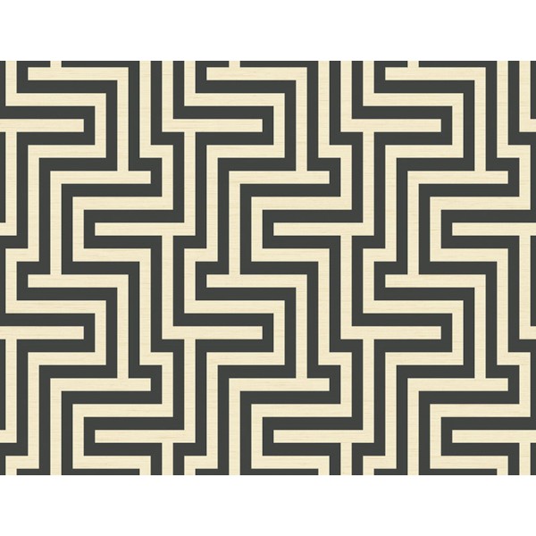 Seabrook Wallpaper TA20400 Geometric, Maze Wallpaper in Black, Off White