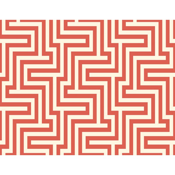 Seabrook Wallpaper TA20401 Geometric, Maze Wallpaper in Off White, Orange/Rust