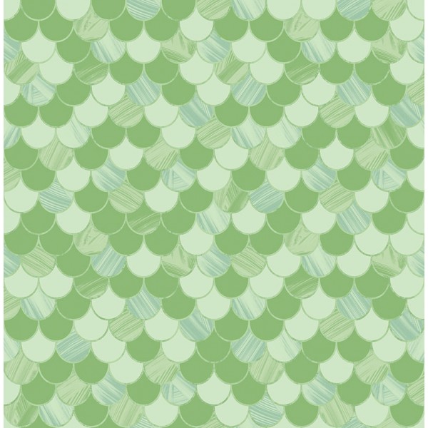 Seabrook Wallpaper TA20901 Fish Scales, Scallop Wallpaper in Green, Metallic