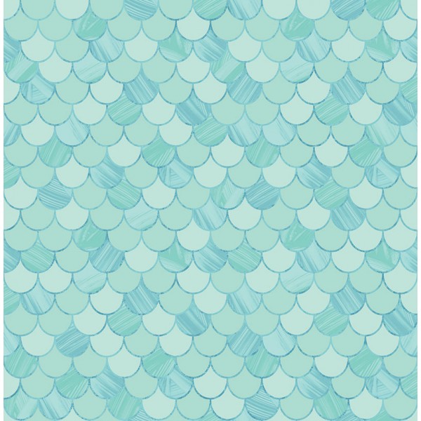 Seabrook Wallpaper TA20902 Fish Scales, Scallop Wallpaper in Blue, Metallic