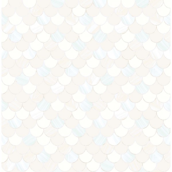 Seabrook Wallpaper TA20904 Fish Scales, Scallop Wallpaper in Blue, Metallic, White
