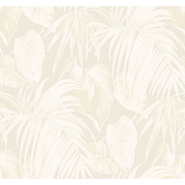 Seabrook Wallpaper TA21605 Leaves/Leaf, Tropical Wallpaper in Metallic Gold, Neutrals