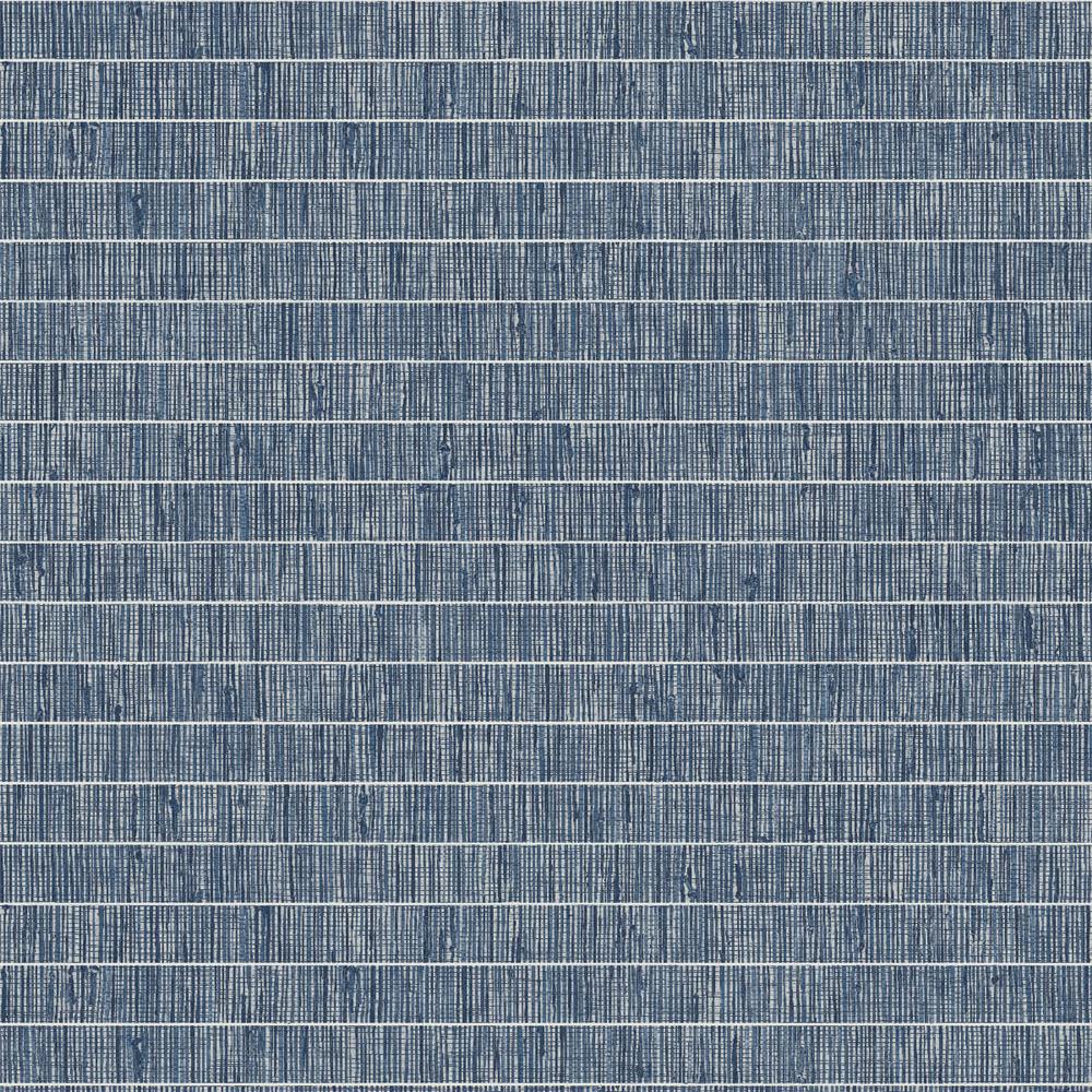 Seabrook Wallpaper TC70012 More Textures Blue Grass Band Embossed Vinyl Wallpaper in Hosta Blue