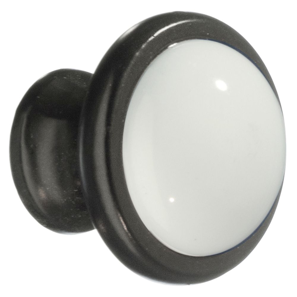 Smedbo BB430 Knob Black With White Ceramic 1 1/2