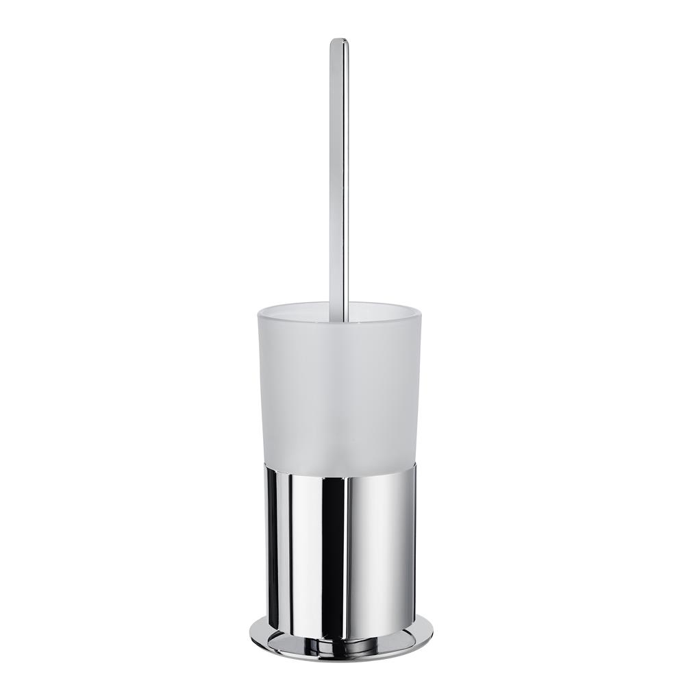 Smedbo FK311 OUTLINE TOILET BRUSH WITH FROSTED GLASS CONTAINER   Polished Chrome/frosted glass