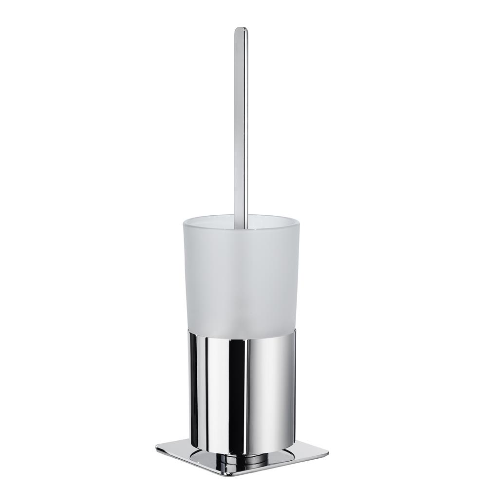 Smedbo FK321 OUTLINE TOILET BRUSH WITH FROSTED GLASS CONTAINER   Polished Chrome