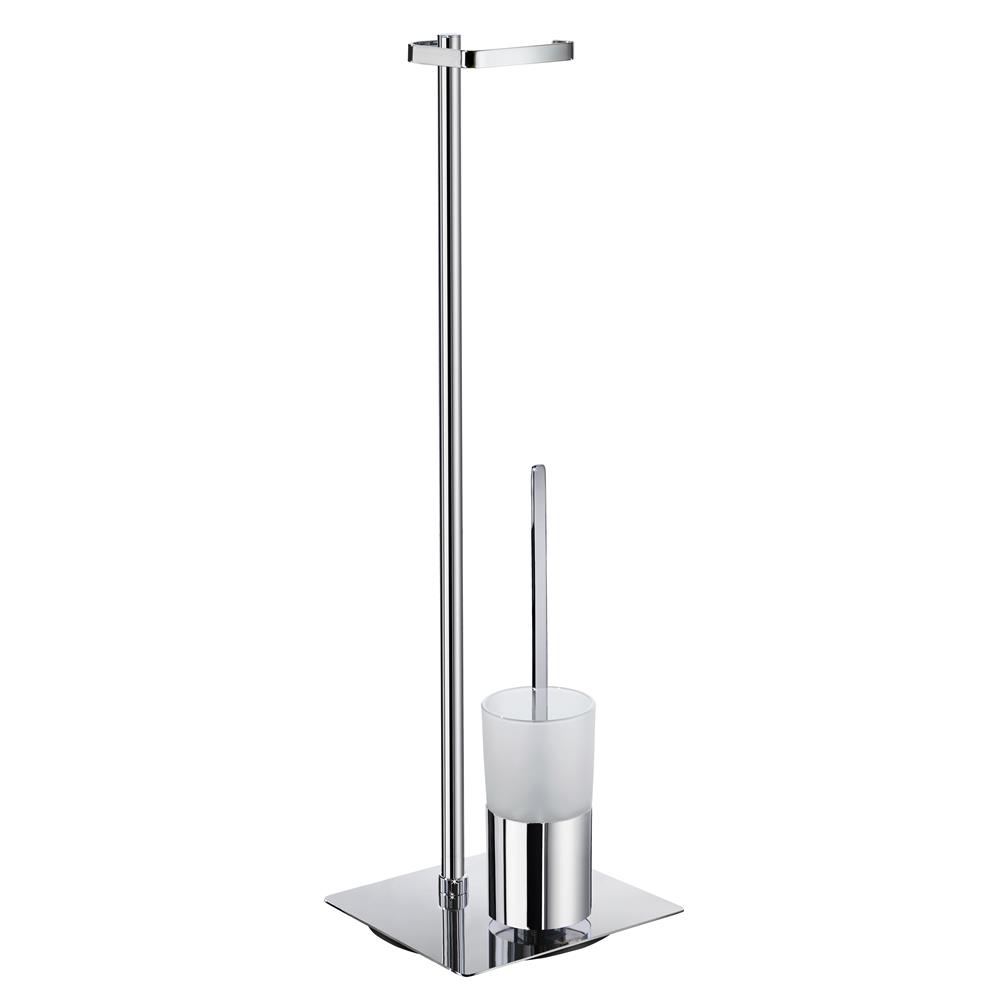 Smedbo FK322 OUTLINE TOILET BRUSH WITH FROSTED GLASS CONTAINER   Polished Chrome/frosted glass