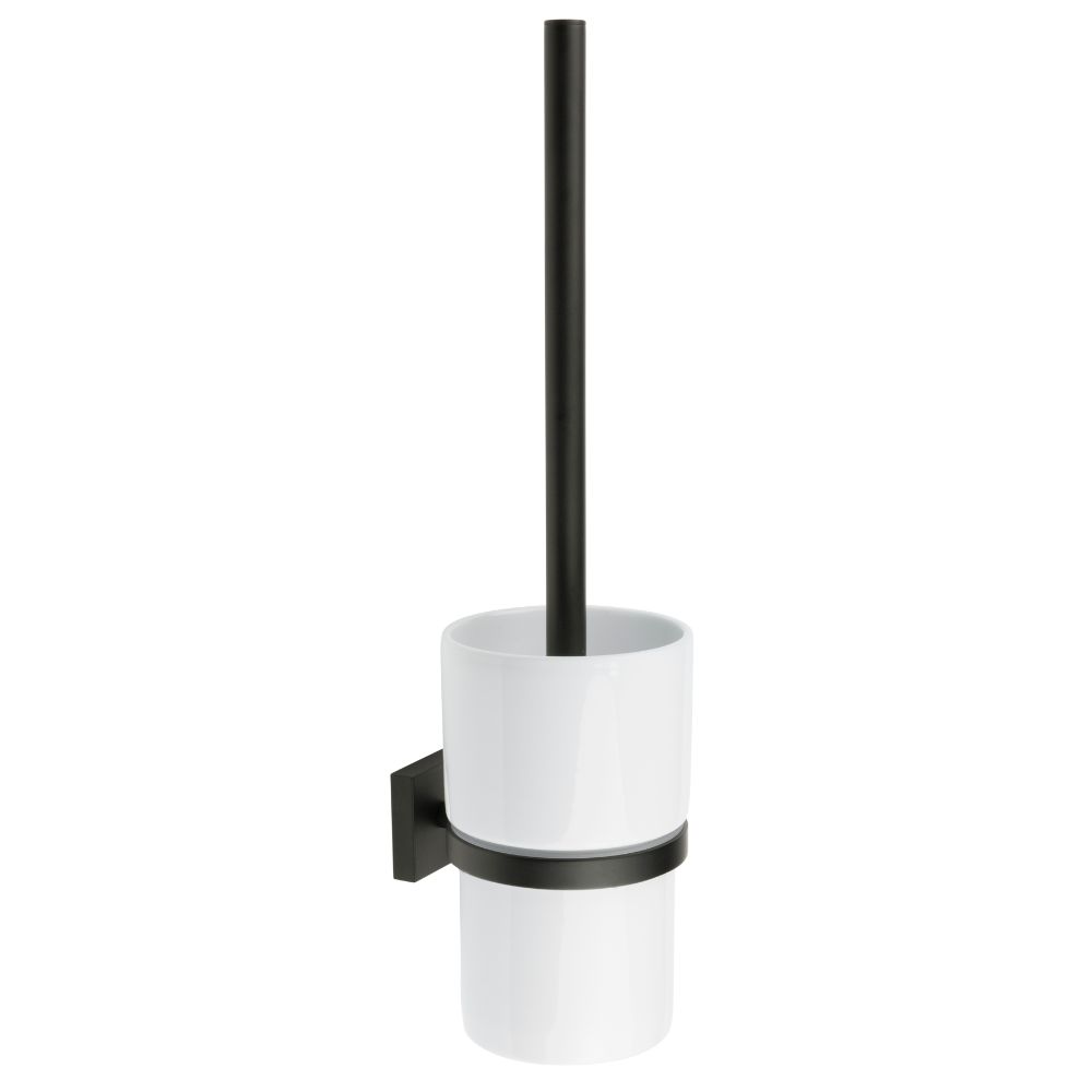 Smedbo RB333P House Toilet Brush & Holder Matte Black/White Ceramic