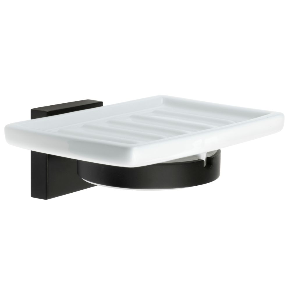 Smedbo RB342P House Soap Dish & Holder Matte Black/White Ceramic