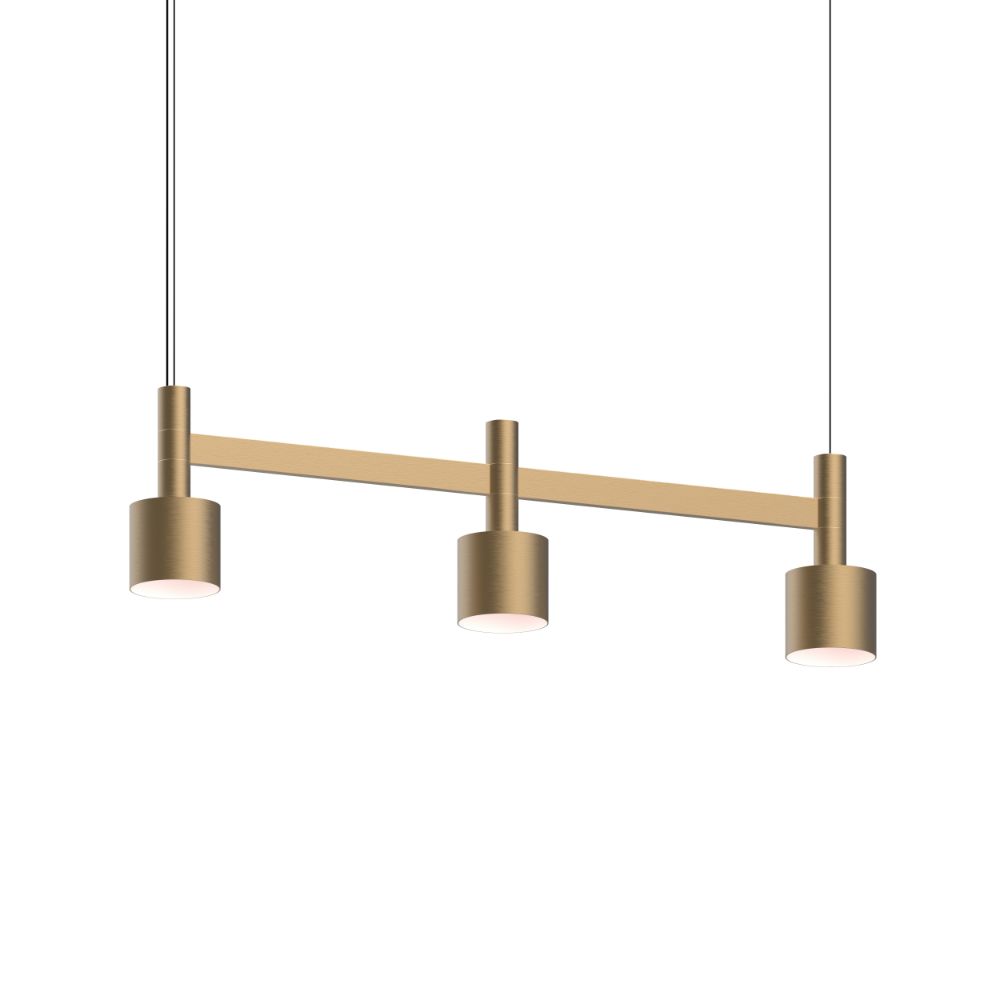 Sonneman 1783.14-CYL Systema Staccato 3-Light Linear Pendant w/Drum Shades in Brass Finish