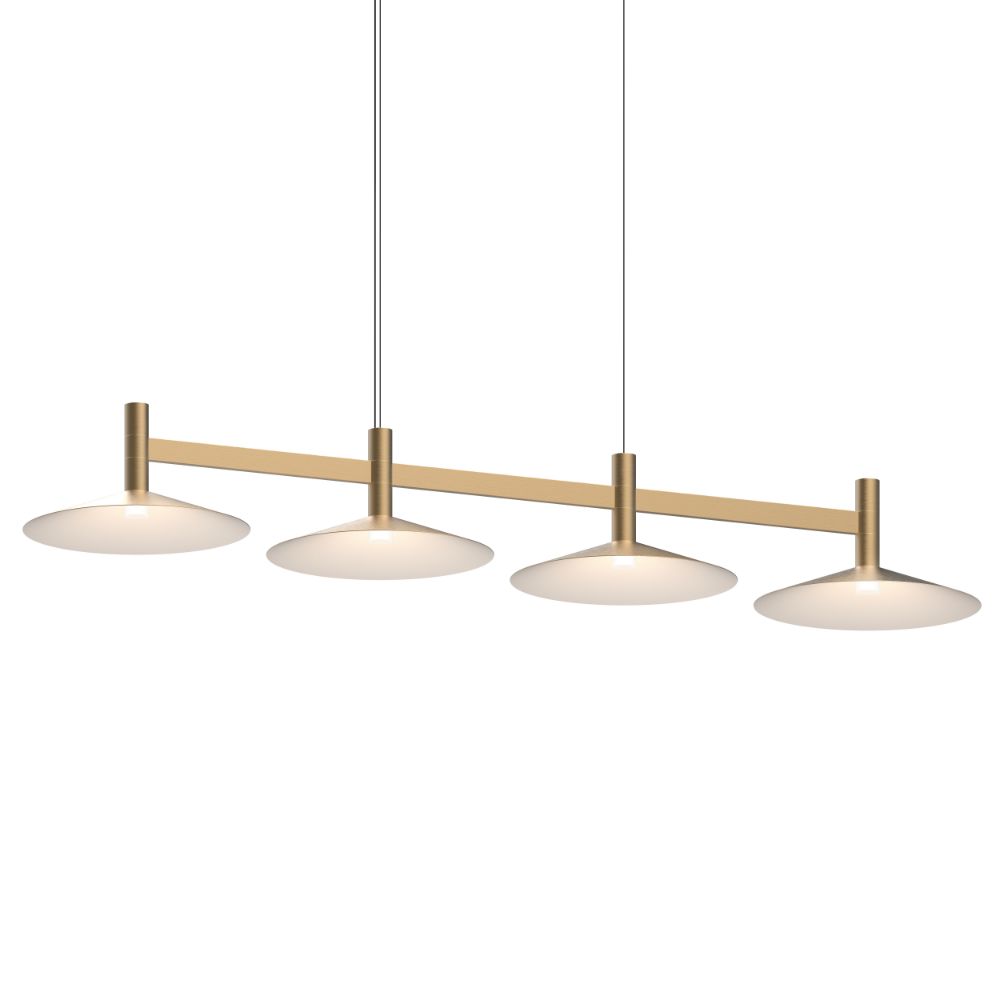 Sonneman 1784.14-CON Systema Staccato 4-Light Linear Pendant w/Shallow Cone Shades in Brass Finish