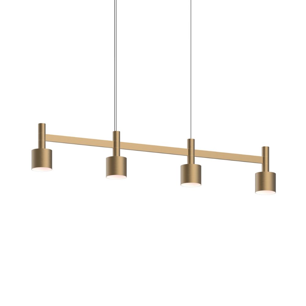Sonneman 1784.14-CYL Systema Staccato 4-Light Linear Pendant w/Drum Shades in Brass Finish