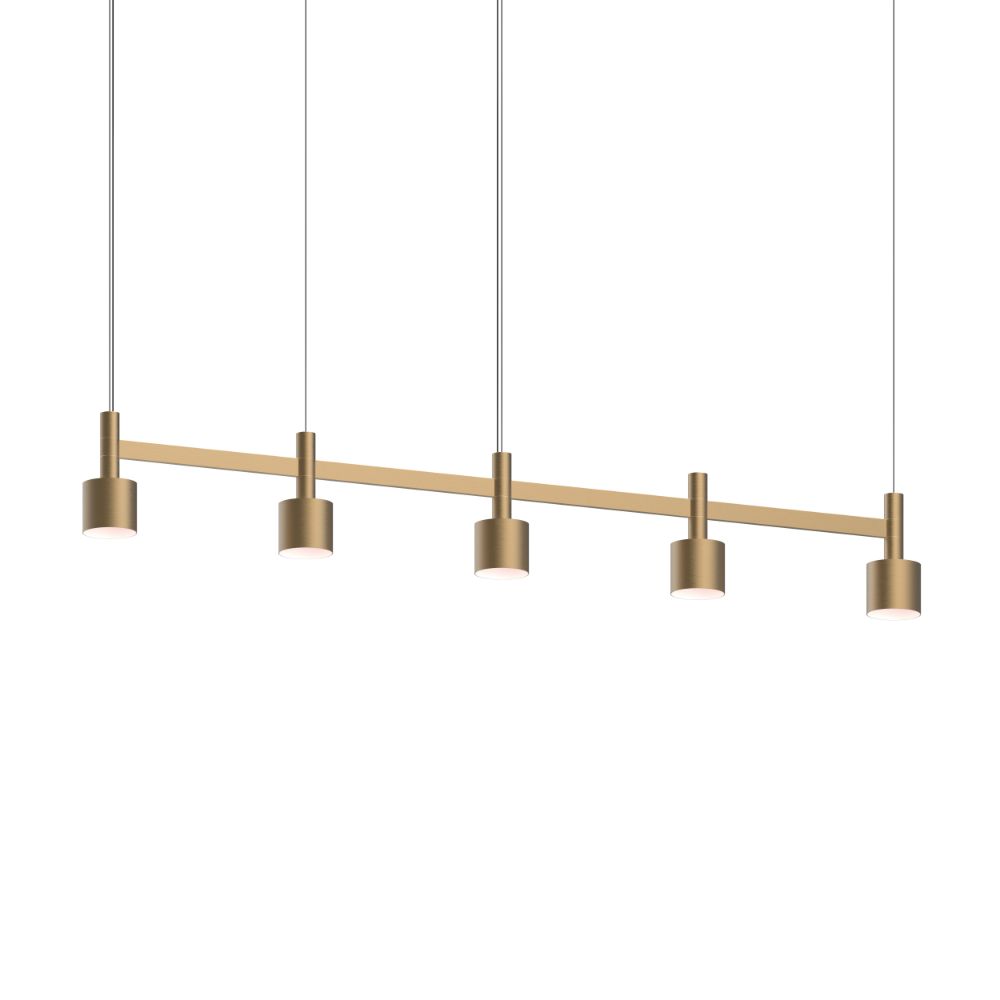 Sonneman 1785.14-CYL Systema Staccato 5-Light Linear Pendant w/Drum Shades in Brass Finish