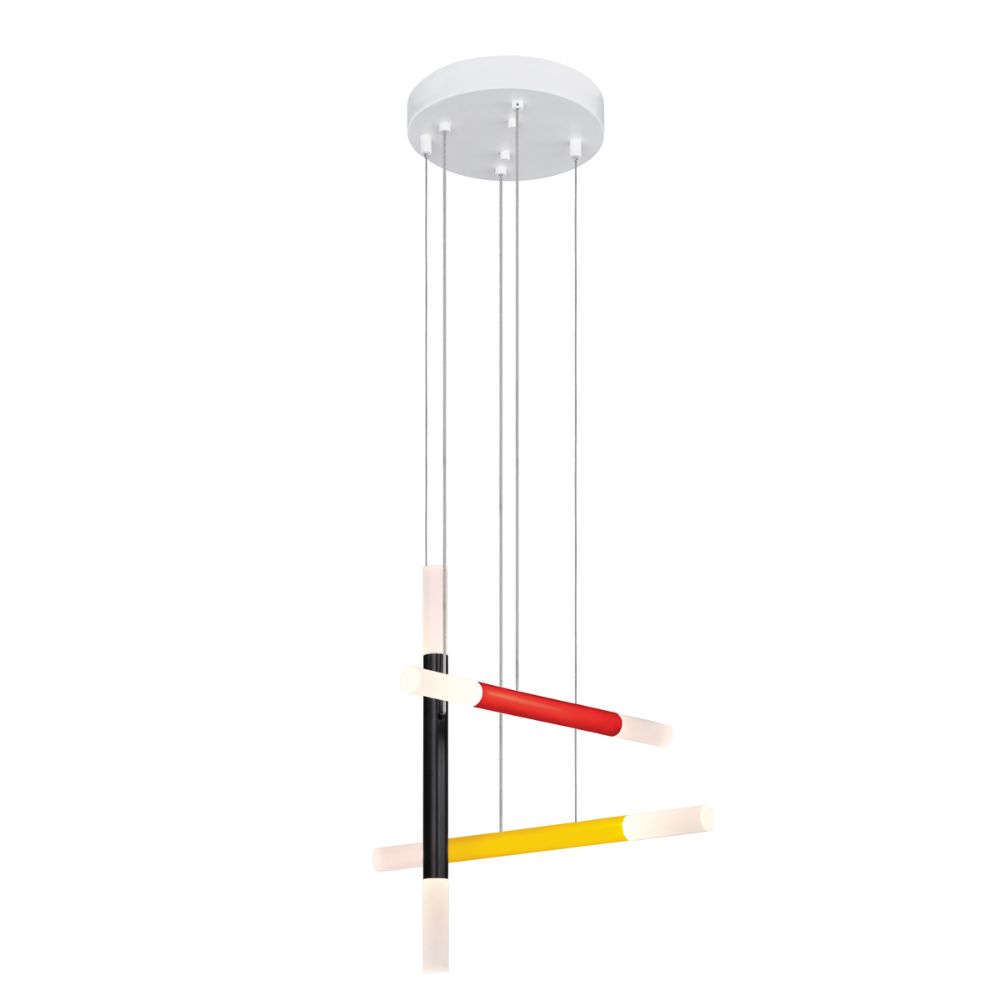 Sonneman 2283.70 Axes-3 LED Pendant in Black/Red/Yellow
