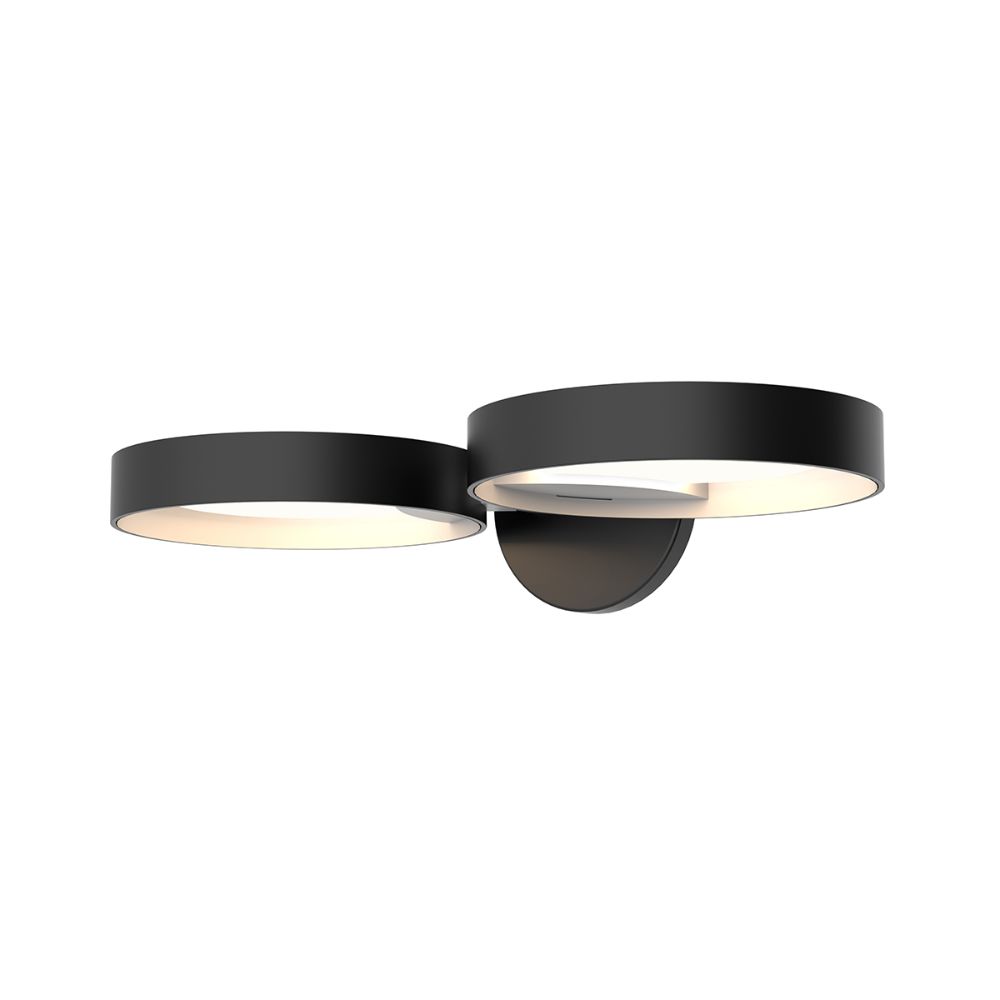 Sonneman 2651.25W Light Guide Ring Double LED Sconce in Satin Black