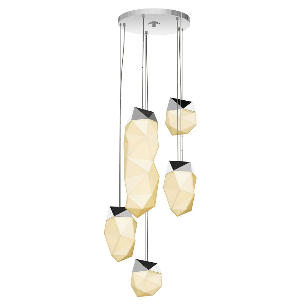 Sonneman 3005.01-AST Facets™ 5-Light Round Assorted LED Pendant in Polished Chrome