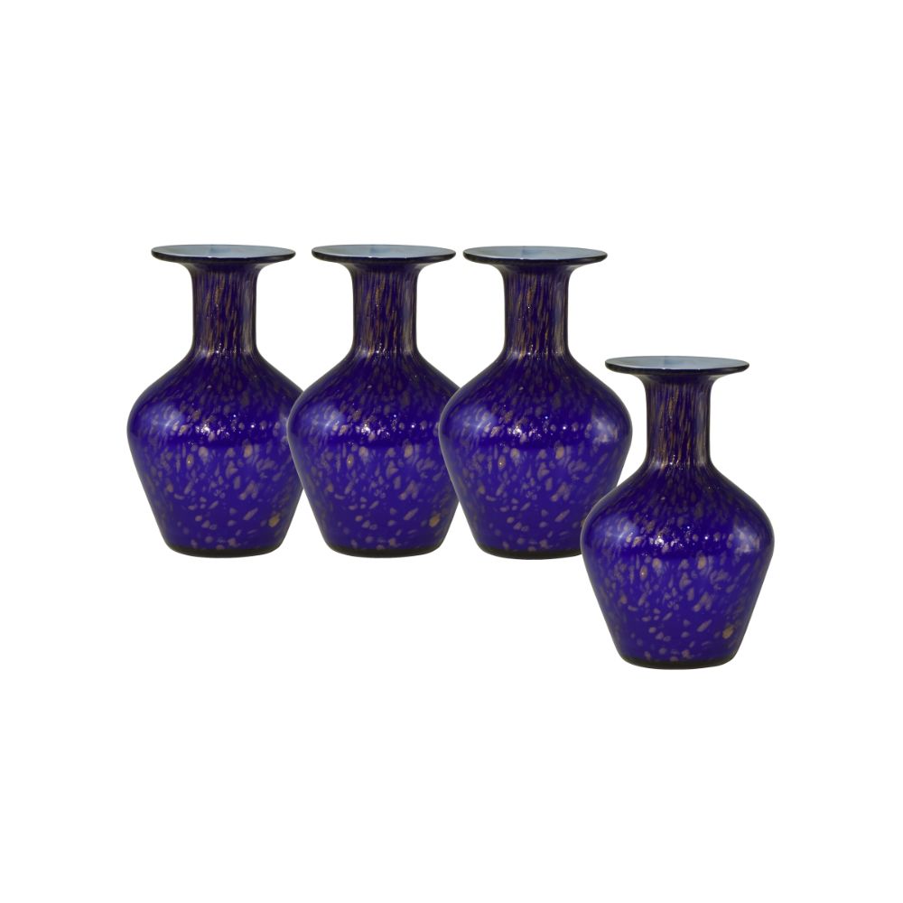 Springdale Lighting 8"H Speckle Purple 4-Piece Hand Blown Art Glass Vase Set