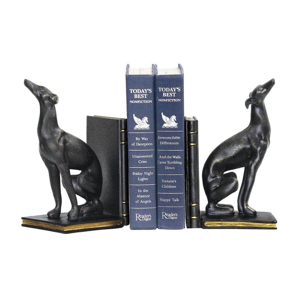 ELK Home 4-83032 Sterling Pair Of Black Greyhound Bookends In Painted 