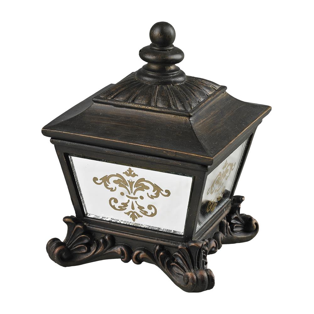 ELK Home 87-8003 Bronze Box With Damask Printed Mirror In Aria Bronze / Clear Mirror