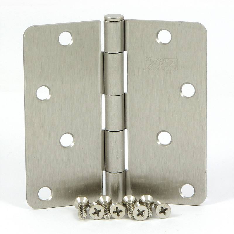 Stone Mill Hardware SMH4014-SN Satin Nickel 4-inch, 1/4-inch Radius Door Hinges - (2 Pack)