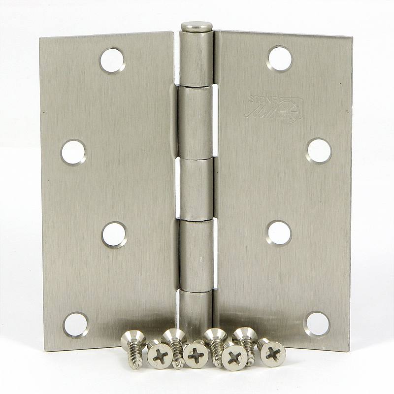 Stone Mill Hardware SMH40SQ-SN Satin Nickel 4-inch, Square Corner Door Hinge - (2 Pack)