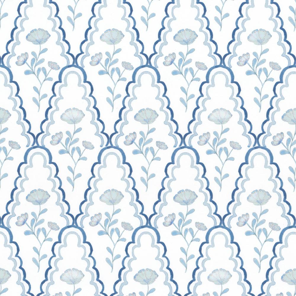 Stout W7848-2 Scallop Floral 2 Harbor in Wallpaper
