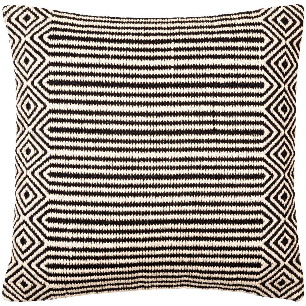 Surya GSE001-1818 Global Stripe 18"H x 18"W Pillow Cover in Blacks