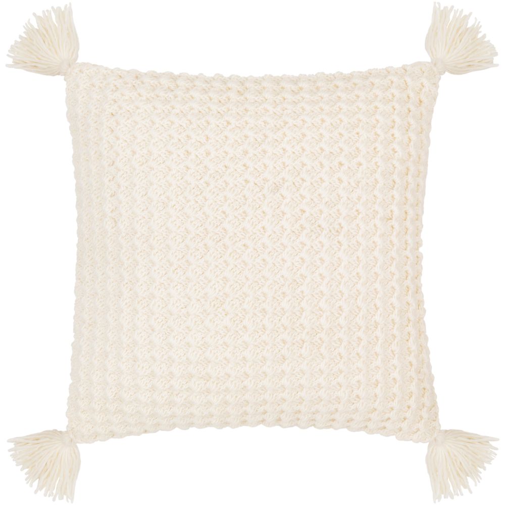 Surya MKO004-1818 Makrome 18"H x 18"W Pillow Cover in Whites