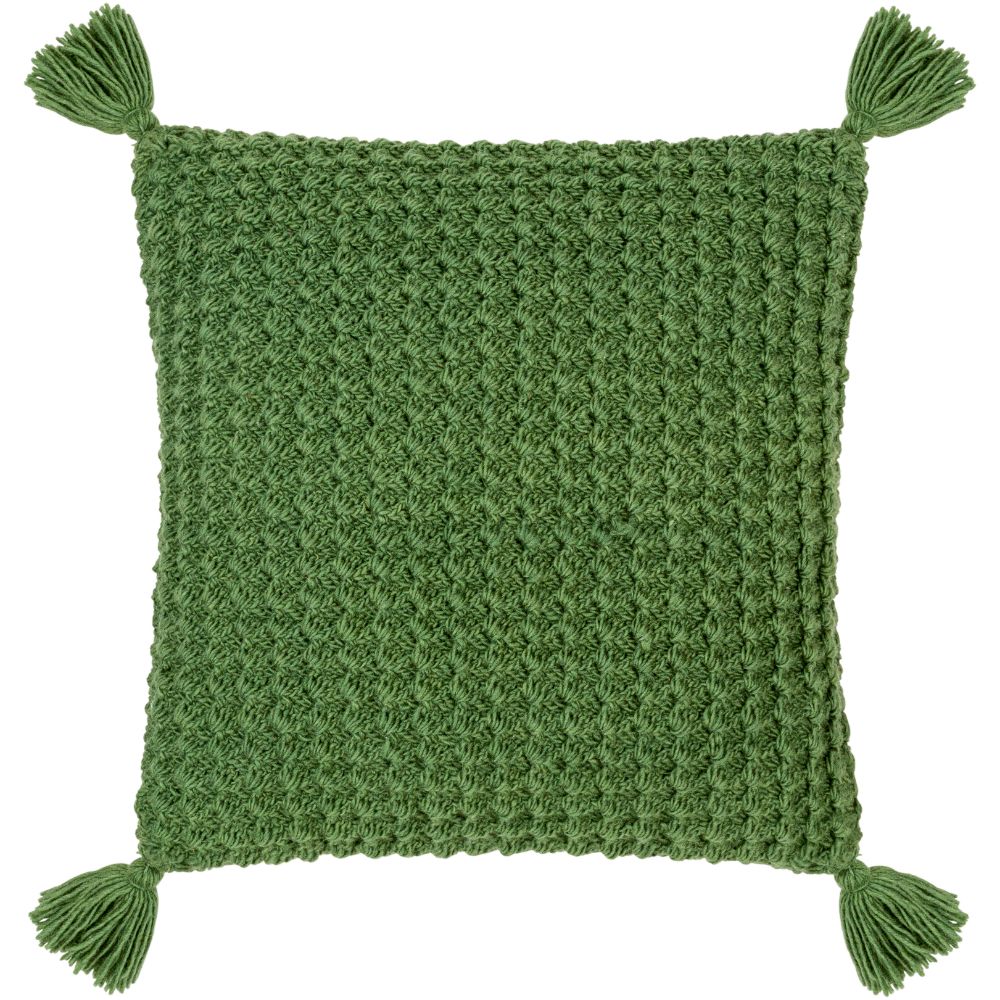 Surya MKO004-1818 Makrome 18"H x 18"W Pillow Cover in Greens