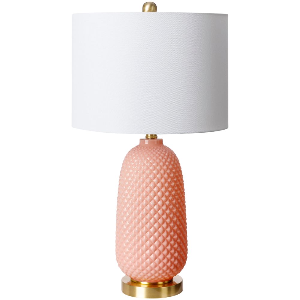 Surya TRY-003 Tory 26"H x 14"W x 14"D Lamp in White / Pink