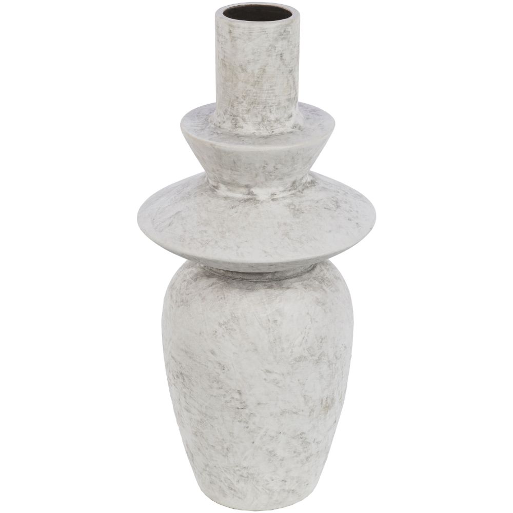 Surya YAG-003 Yagya 14"H x 6"W x 6"D Decorative Accent Vase in Light Grey