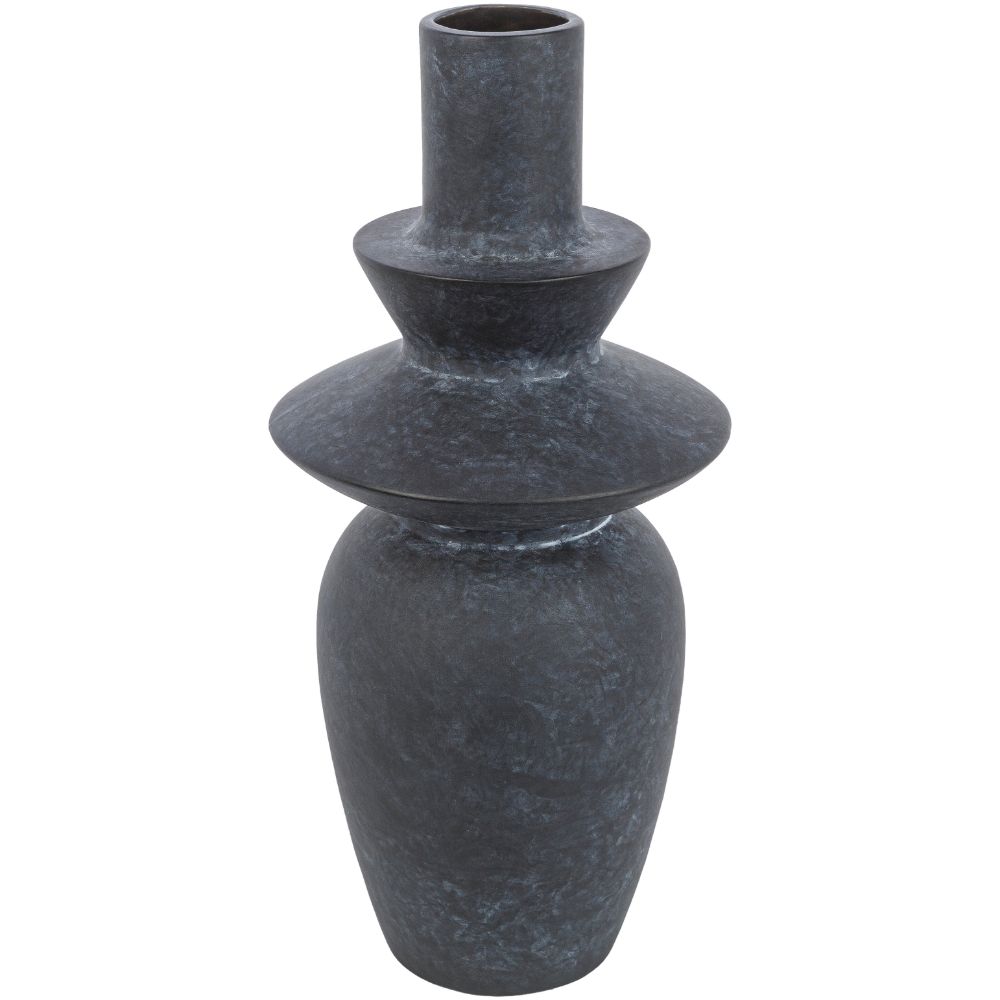 Surya YAG-004 Yagya 14"H x 6"W x 6"D Decorative Accent Vase in Charcoal