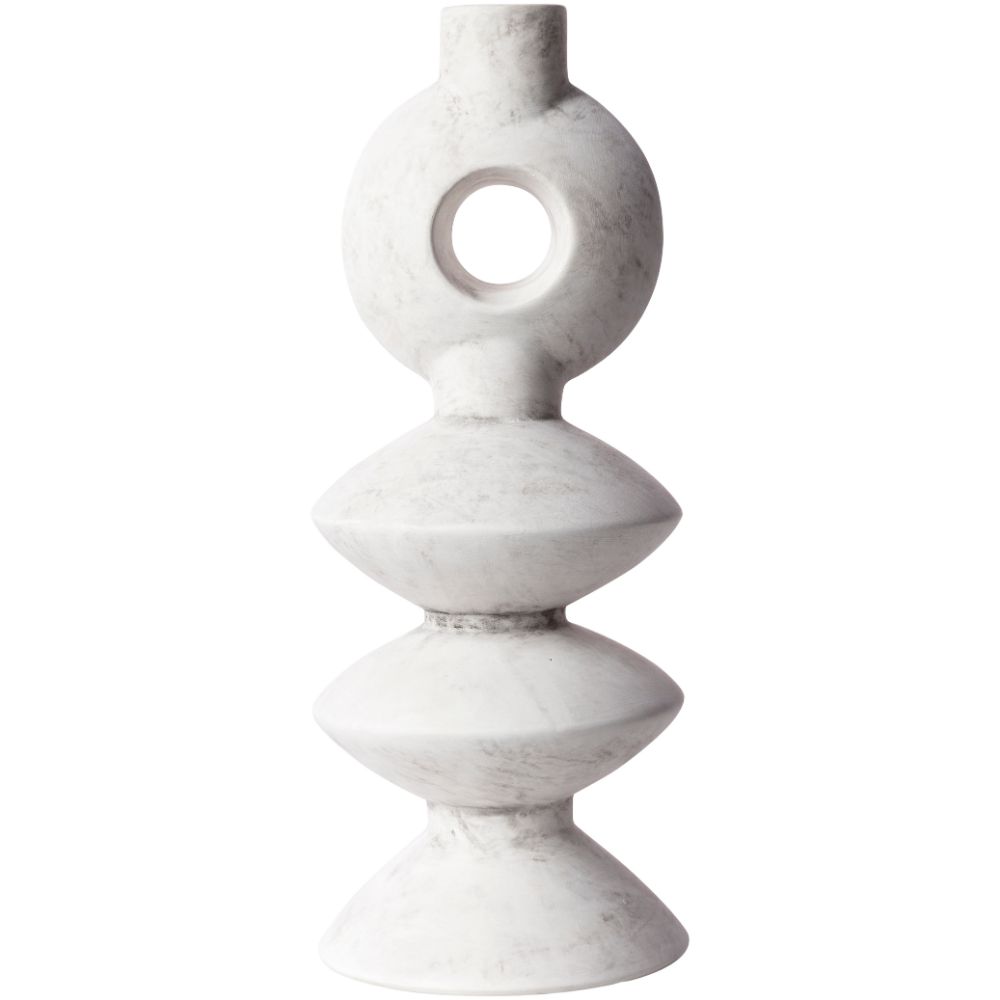 Surya YAG-005 Yagya 16"H x 7"W x 7"D Decorative Accent Vase in Light Grey