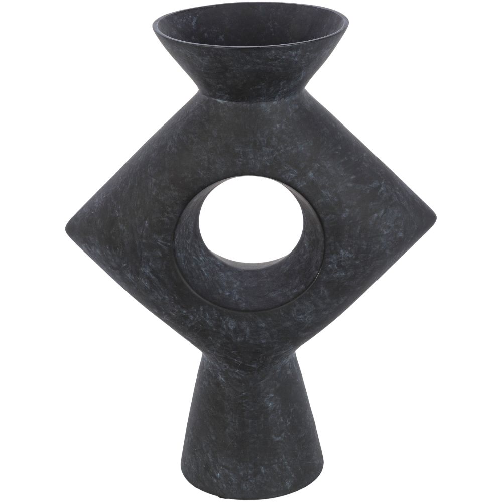 Surya YAG-008 Yagya 17"H x 12"W x 7"D Decorative Accent Vase in Dark Grey