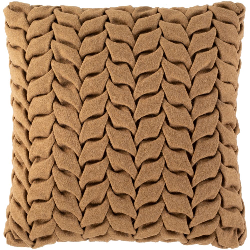 Surya Alana AAP-004 18"H x 18"W Pillow Cover in Camel