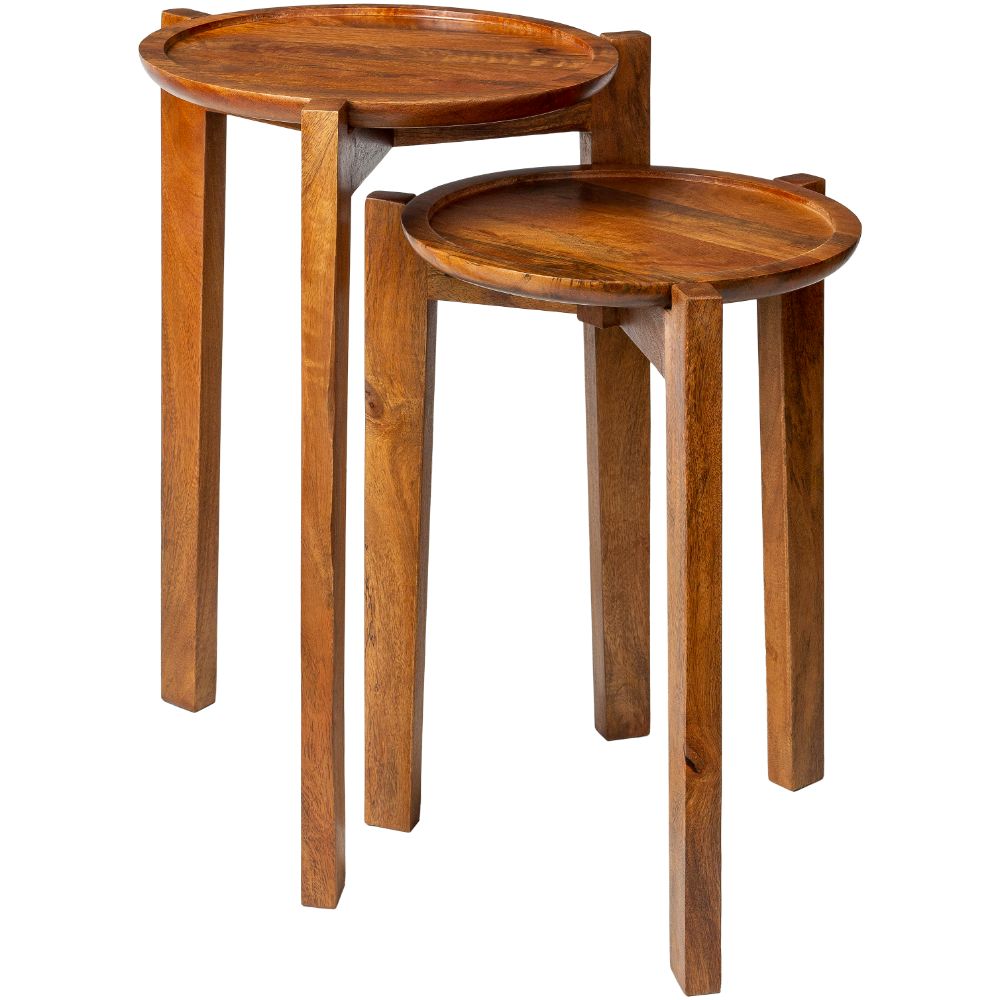 Surya ABJ002-SET Abuja ABJ-002 24"H x 16"W x 16"D,  20"H x 12"W x 12"D End Table in Brown