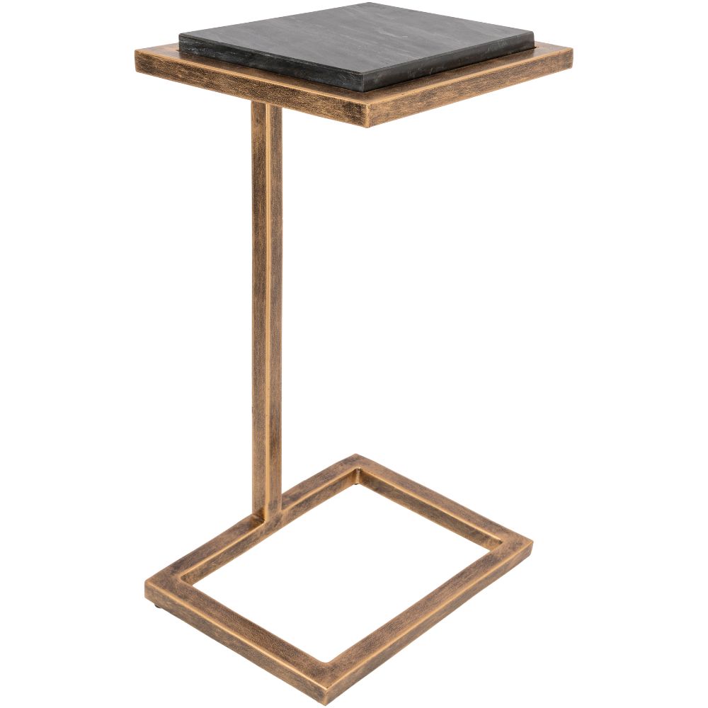 Surya AGE-003 Stone Age 23"H x 8"W x 10"D End Table in Black / Gold