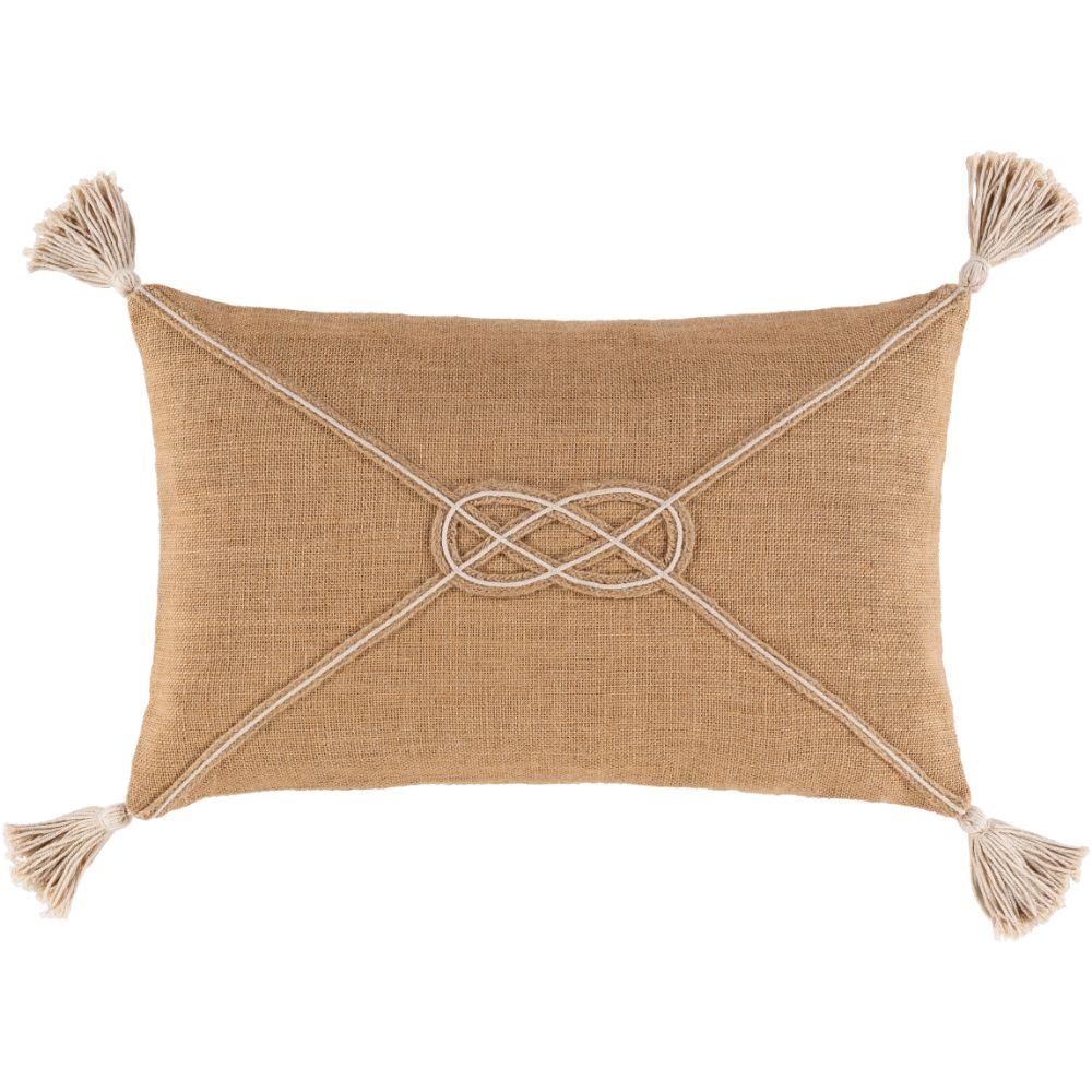 Surya Marion AIO-002 14"H x 22"W Pillow Cover in Camel, Ivory