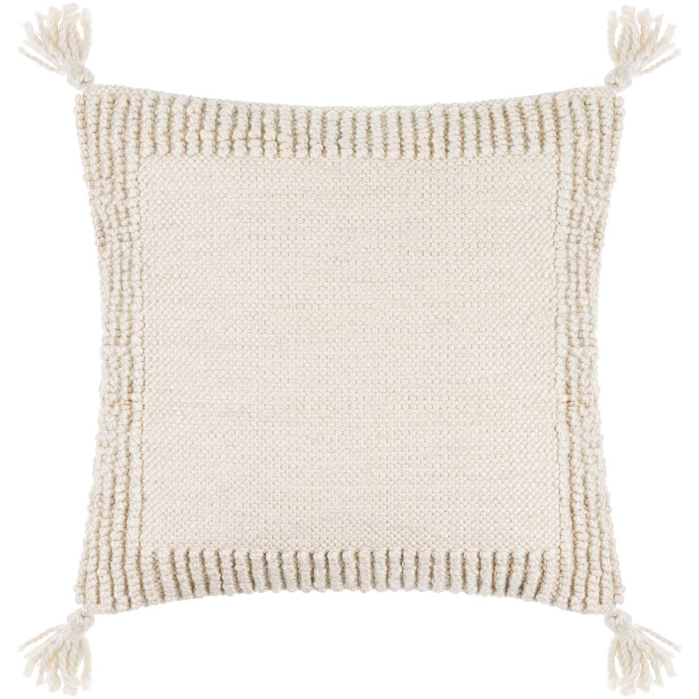 Alaric ALK-002 20"L x 20"W Accent Pillow in Ivory
