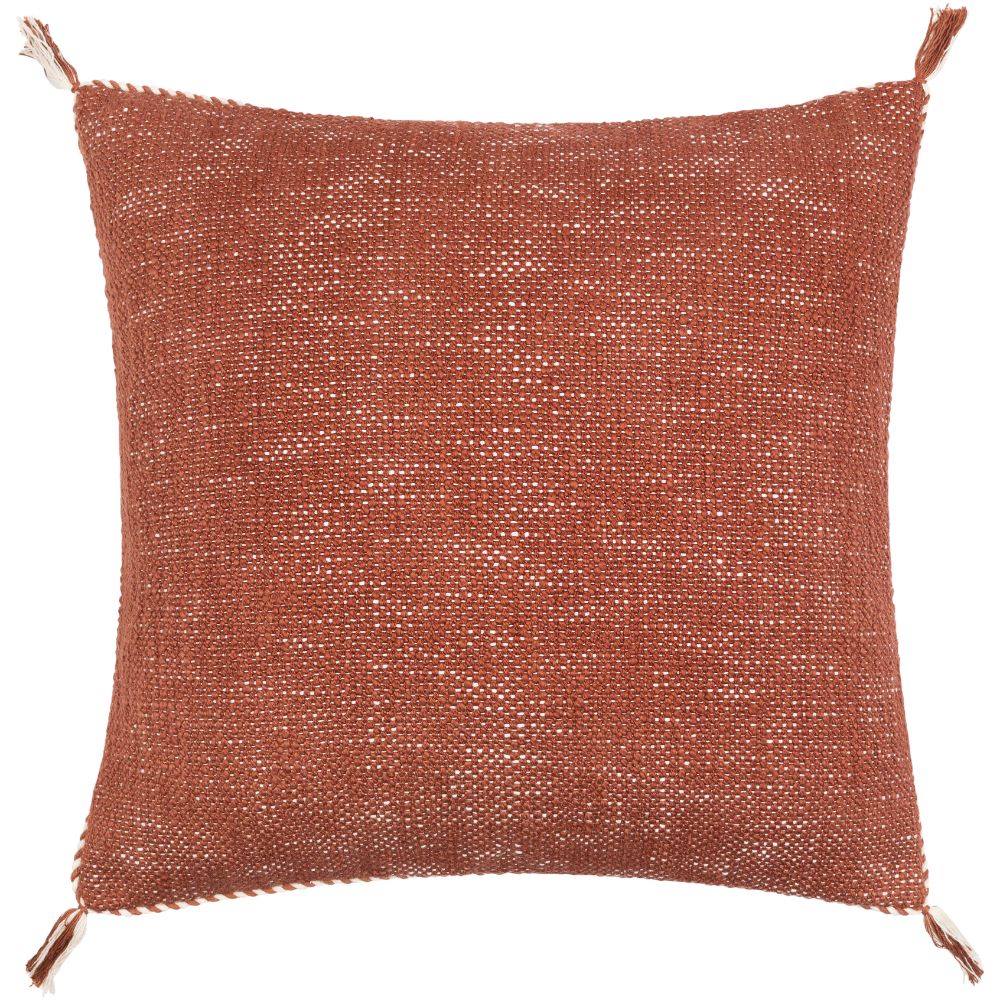 Surya Braided Bisa BBA-002 20"H x 20"W Pillow Cover in Burnt Orange, Cream