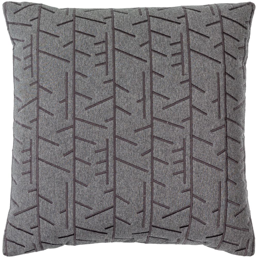 Surya BCD002-1818 Branched BCD-002 18"L x 18"W Accent Pillow in Charcoal