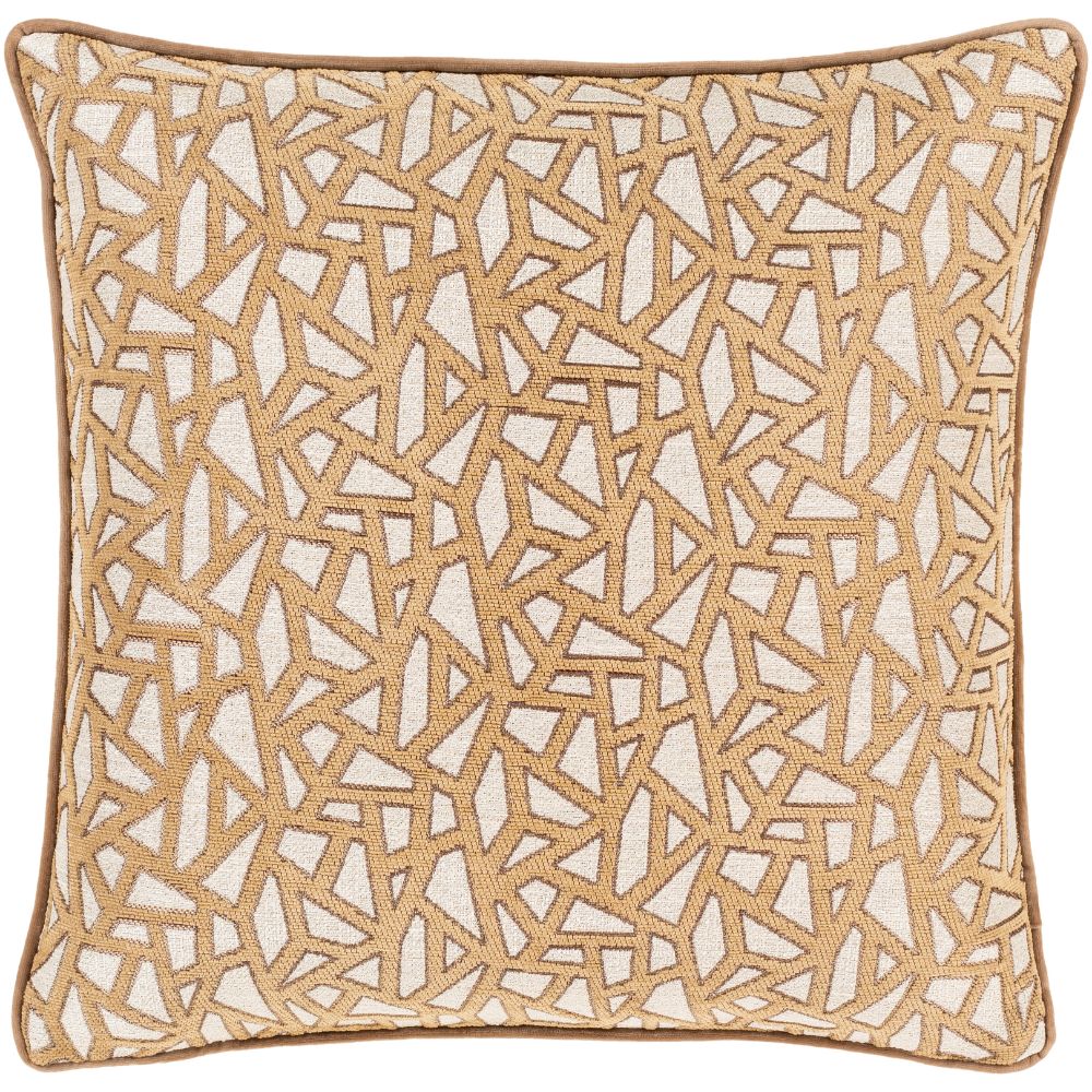 Surya Biming BMG-006 18"H x 18"W Pillow Cover in Tan, Ivory, Camel