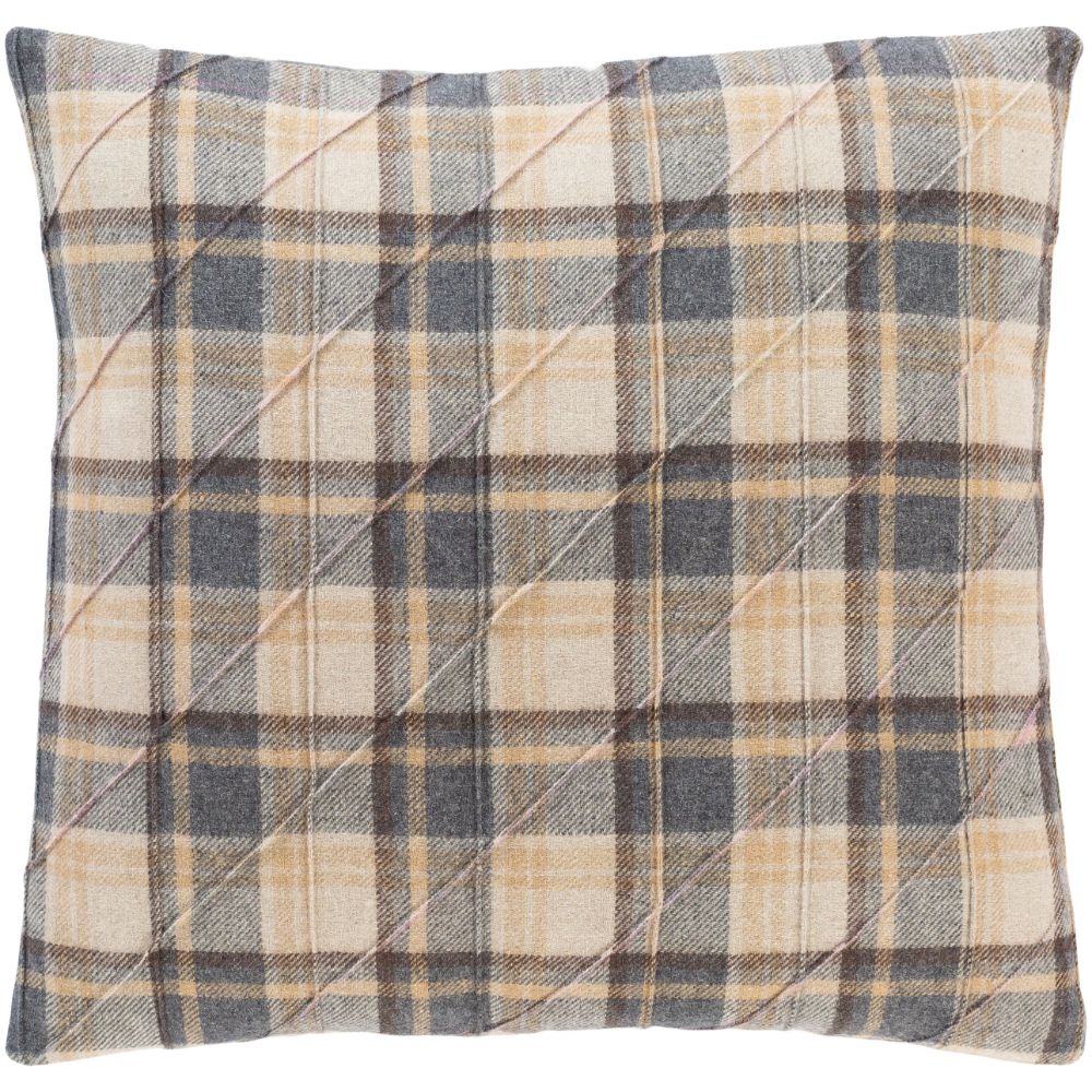 Surya Brenley BRN-003 18"H x 18"W Pillow Kit in Taupe, Charcoal, Tan