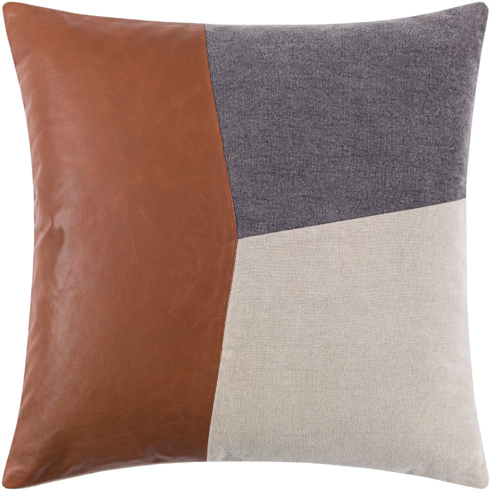 Surya Branson BSN-002 18"H x 18"W Pillow Cover in Dark Brown, Taupe, Charcoal